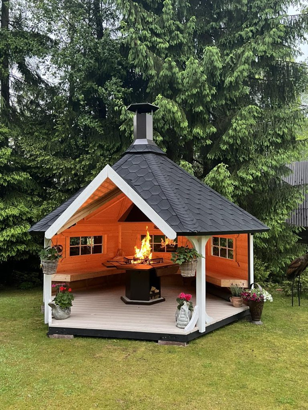 Wooden grill pavilion
