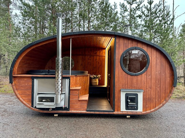 Timber spa module with a bathing area